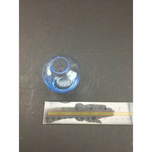 Clear Blue Tinted Glass Fishbowl Style Flower Bud Vase Small 2.75in Decoration - Picture 5 of 7